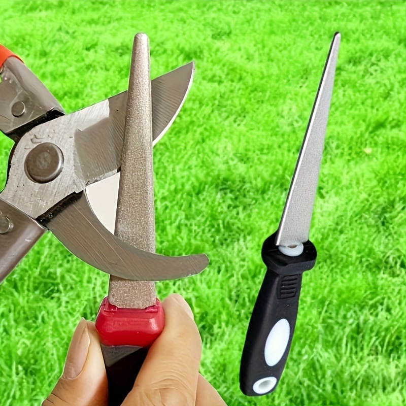 

1 2-in-1 Diamond For Knives, Scissors And Gardening Tools - Double-sided Design, Flat And Curved , Non-slip Grip, , Steel And Diamond Materials,