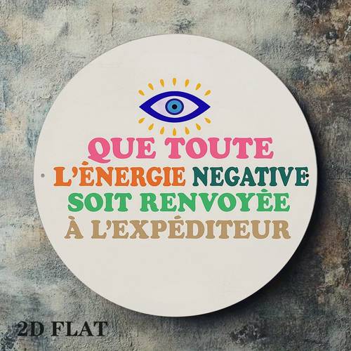2d flat 1pc 8 x 8 inches 20 x 20 cm 2d flat circular aluminum sign vintage decorative plaque with banishing negative energy message decor suitable for study office entryway decoration or gift