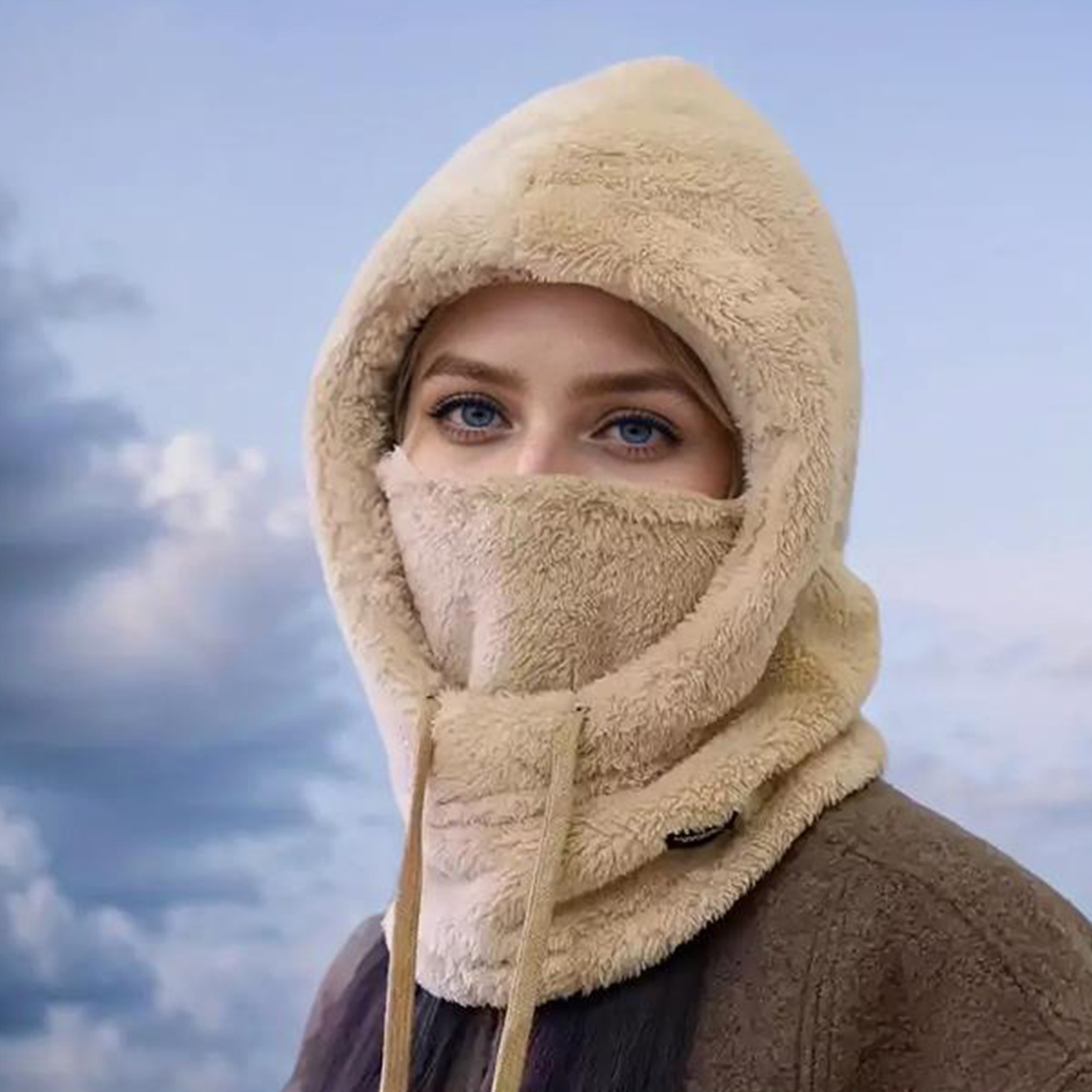 women's 3-in-1 winter beanie, scarf set thickened warm hat for