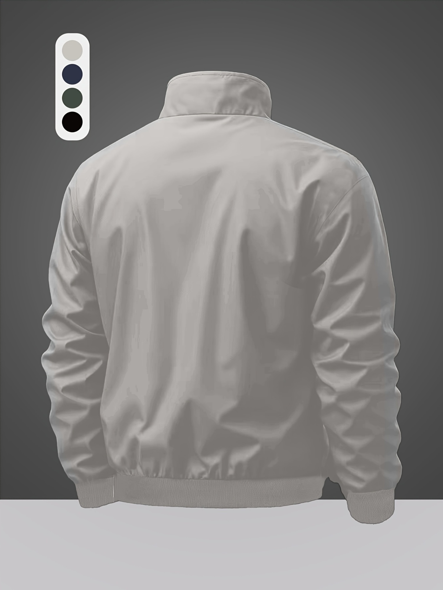 Men'S Stand Collar Color Block Bomber Jacket | Non-Stretch, Zipper Closure, Pocket Details, Regular Fit