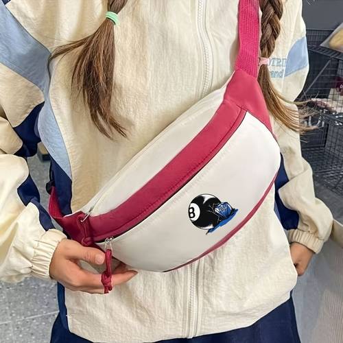 Artikelbild brusttasche, schwarze mit gebrochenem blauem würfelaufdruck english, schwarze blaue fashion nylon brusttasche mit front-reißverschlusstasche, leichte, robuste unisex outdoor sport crossbody hüfttasche mit großem fassungsvermögen, unisex