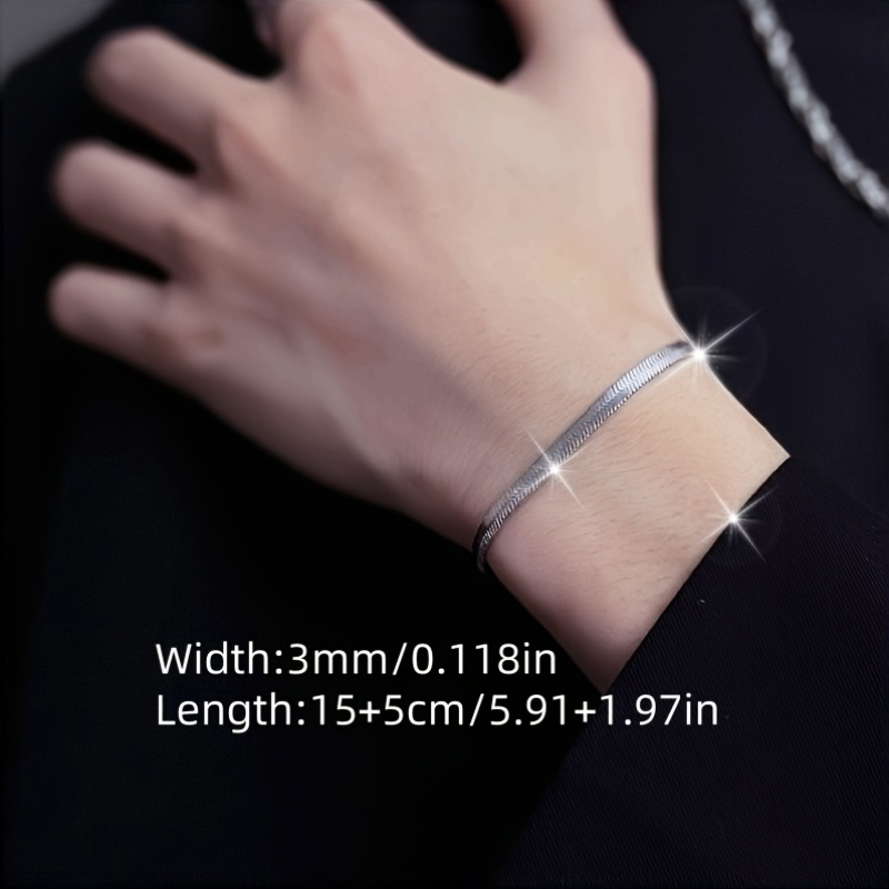 Stainless Steel Flat Snake Chain Bracelet, Everyday Accessory