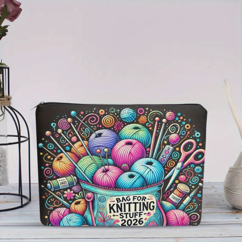 1 Makeup Bag , Woven Tool Bag, Travel Toiletry Bag | Zipper Closure | Durable Fabric, Linen Double-sided Soft And Bright Colors, Compact And Portable Suitable For Church, Travel, School And Home Use