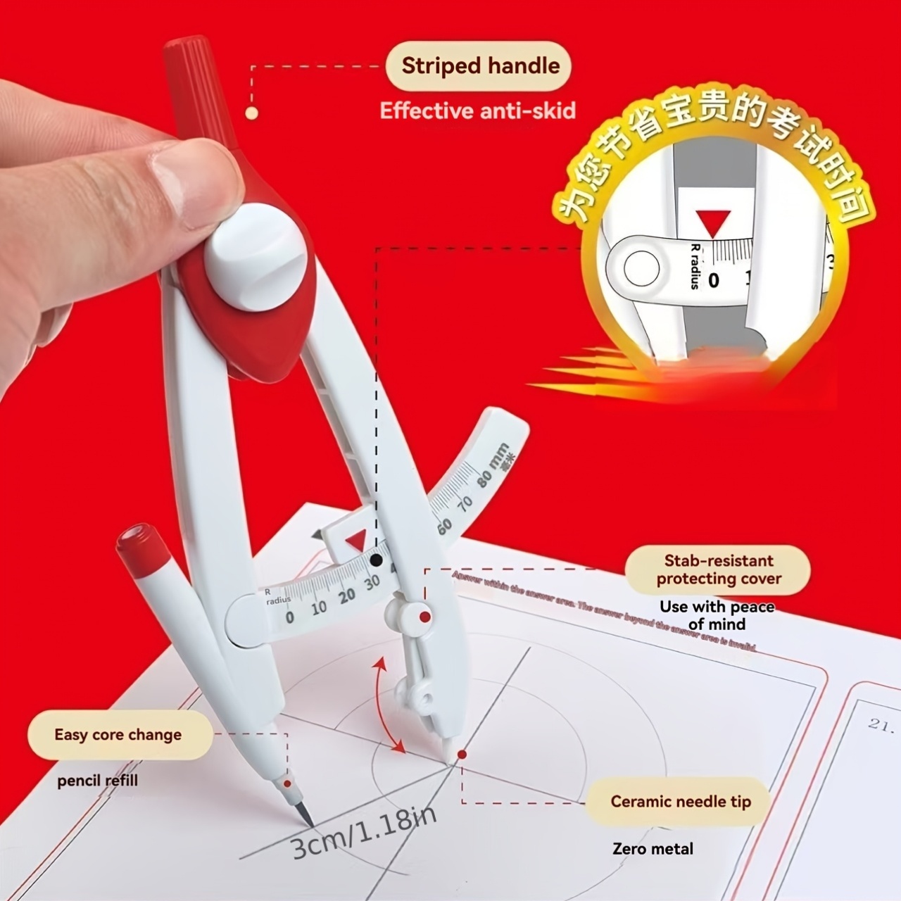 Professional Drawing Tool, Ruler and Compass Set