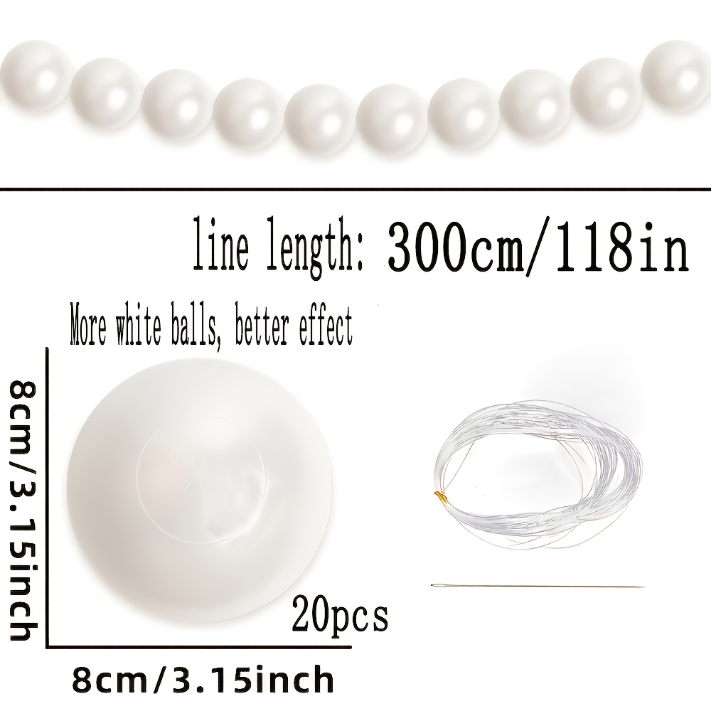 Image of Big Pearl Wreath Stair Decoration, 20 White Beads Fake Pearls For Home Stairs, Wedding, Christmas Tree Wreath, Party Decoration (8cm)