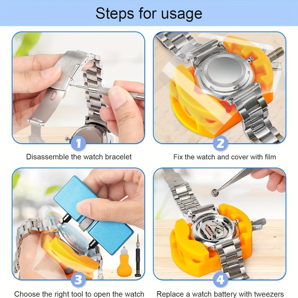 Watch Battery Replacement Kit with Screwdriver & Wrench