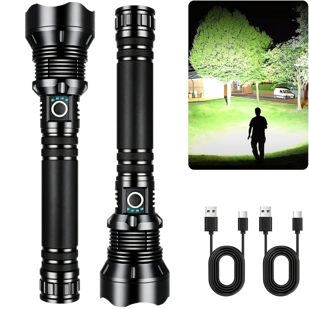 TEMU 2-pack Flashlight, High Brightness, Rechargeable, Flashlight, 5 Led Flashlight, Powerful Flashlight For Home And Outdoor Activities