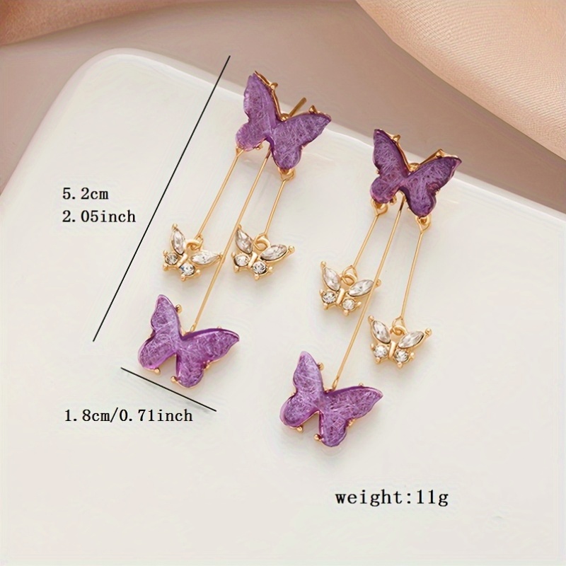 Purple Butterfly Pendant Earrings, Daily Gifting