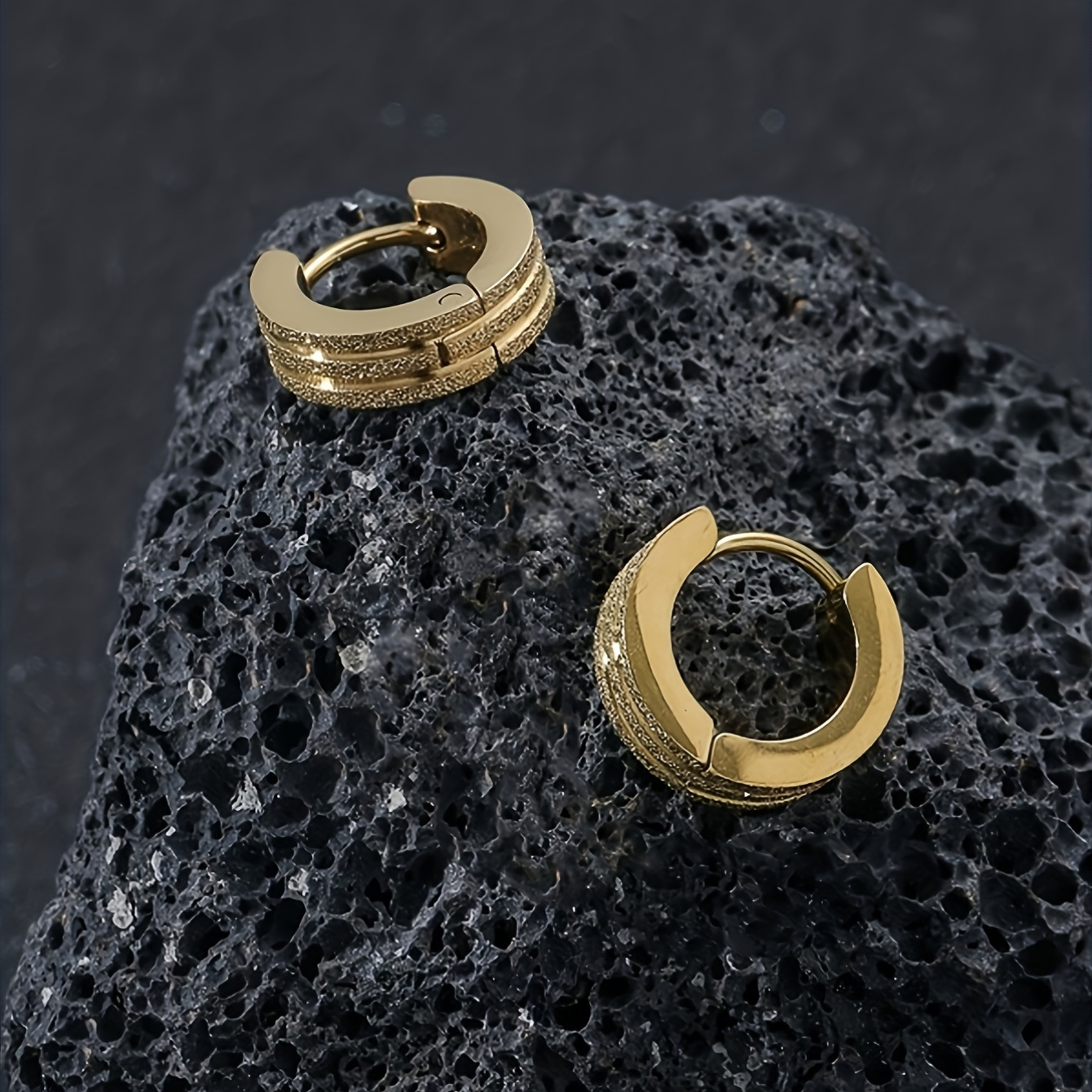 18K Golden Plated Gunmetal Finish Stud Earrings