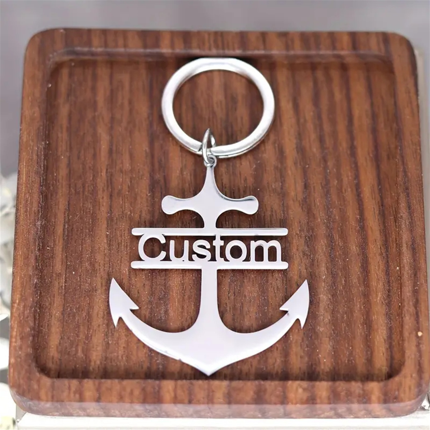 Personalized Nautical Anchor Keychain, Customizable Gift
