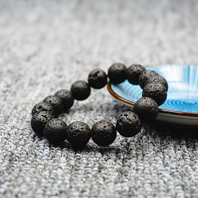 trend lava stone natural stone beaded bracelet women men Temu