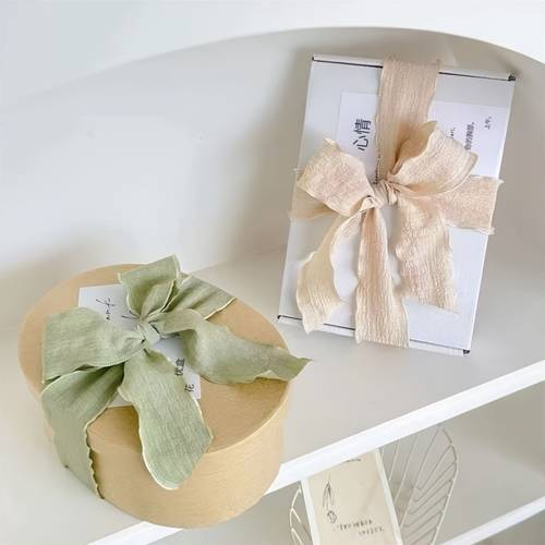 ins wind bubble pleated ribbon gift packaging ribbon soft fabric bow tie floral tie large roll
