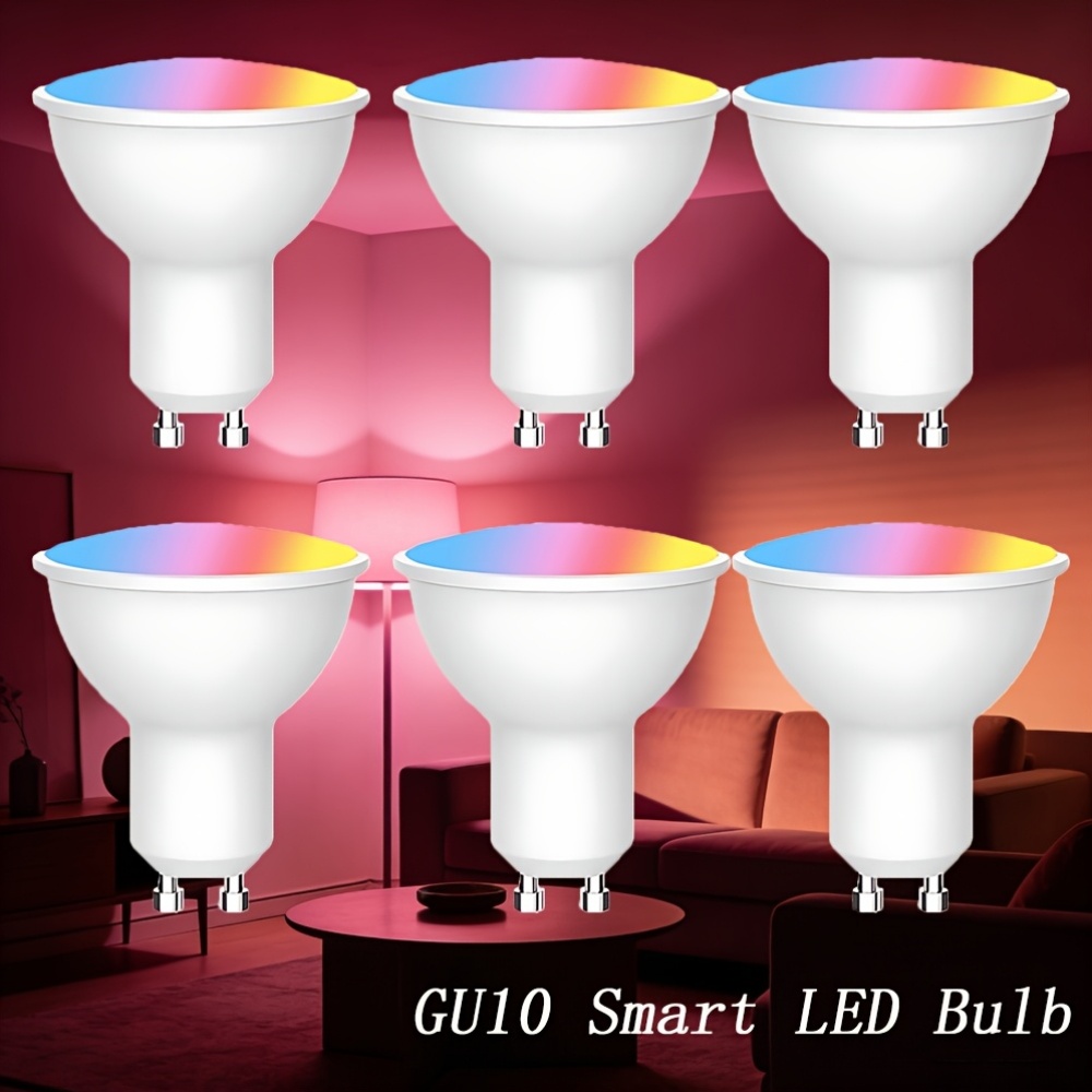 6pcs GU10 WiFi Smart LED Bulbs with Color Changing Features