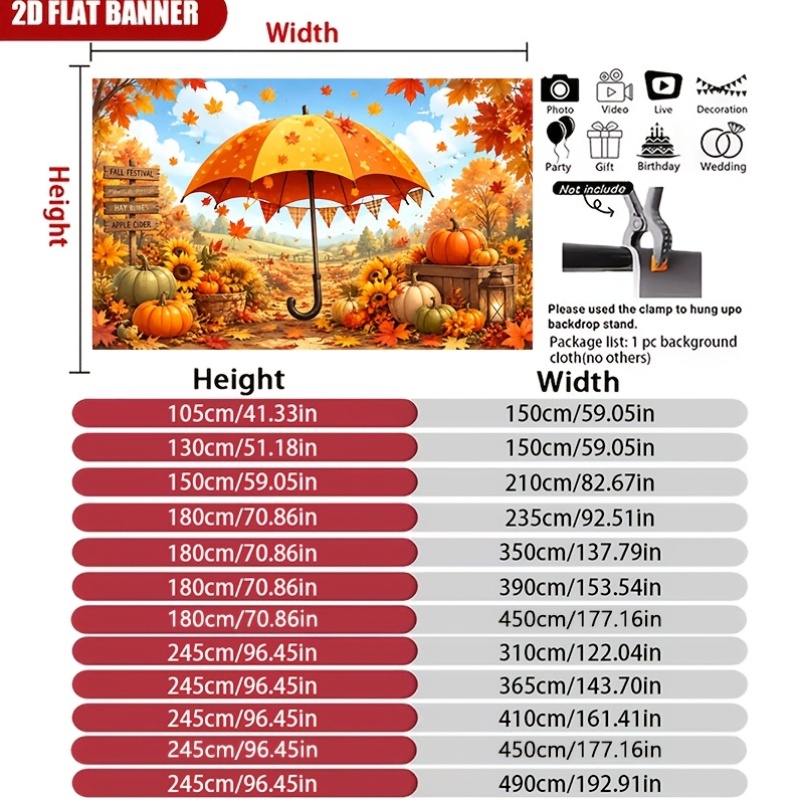 Autumn Leaves Pumpkin Scene Polyester Backdrop