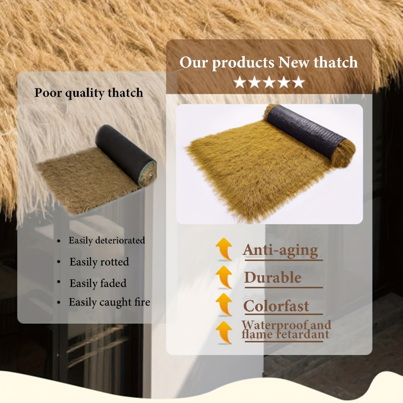 artificial straw roof turf firproof synthetic thatch straw grass roof mexican yellow artificial palm   rolls for   bar hut patio duck boat blinds garden decor straw roofing sheets artificial straw roofing strawcover for roof artificial grass roof straw straw hut straw for roof decor patio thatch covering garden decor straw sheets mexican palm thatch synthetic thatch rolls mexican yellow thatch thatch roll texture firproof thatch roofing 4