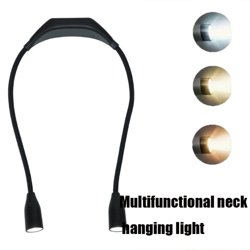 1pc led neck reading lamp 360 degree rotatable led suitable for bedtime travel running knitting and work emergency night light durable plastic soft light for eye care reading lamp
