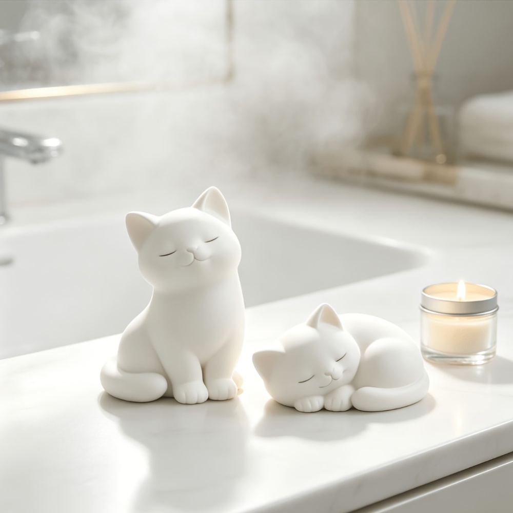 TEMU -themed Sculpture, Featuring A Sitting And A Sleeping Cat, A Bedroom Coffee Table, A Great Piece Of Decor