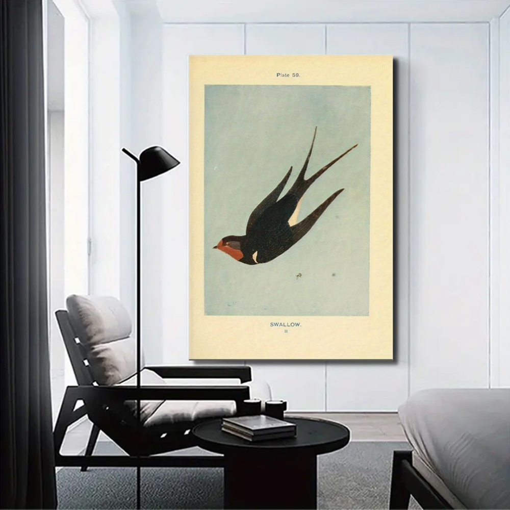 vintage swallow art deco poster modern retro bird canvas - Temu
