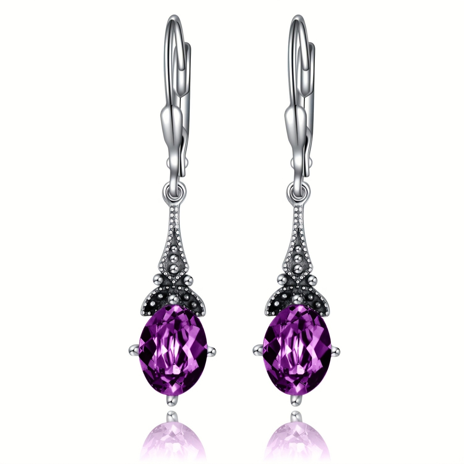   birthstone earrings 925 sterling silver vintage leverback retro drop earrings birthday jewelry gifts for women Product details 0