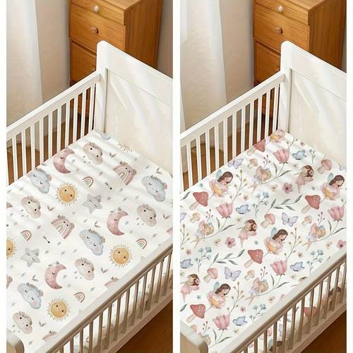 set of 2 polyester fitted sheets for cribs toddler bed linens for standard cribs baby bassinet linens soft crib sheets for boys and girls baby mattress protector