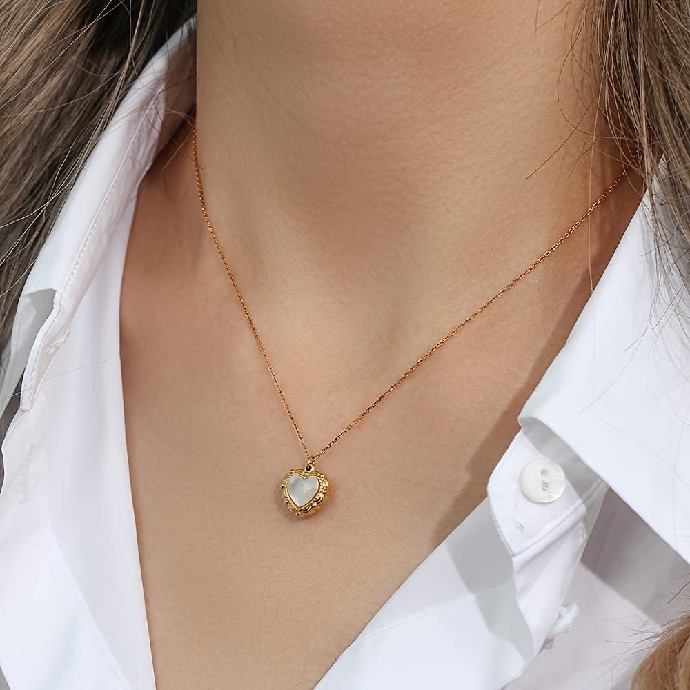 1pc collar de concha de   elegante para mujer, cadena de acero inoxidable impermeable y resistente a la corrosión, una pieza de joyería de moda    . 1
