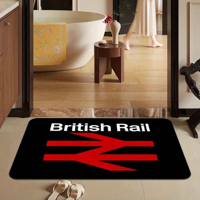 TEMU 1pc British Rail Train Pattern Non-slip Suitable For Doorway,, - Iconic, Machine-washable For Train Enthusiasts & British Decor Fans (british