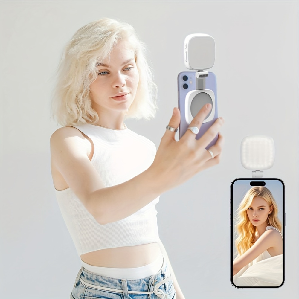 1pc magnetic multi function portable phone light with built in makeup   adjustable brightness angle ideal for selfies and video shooting compact led fill light with durable   Product details 2