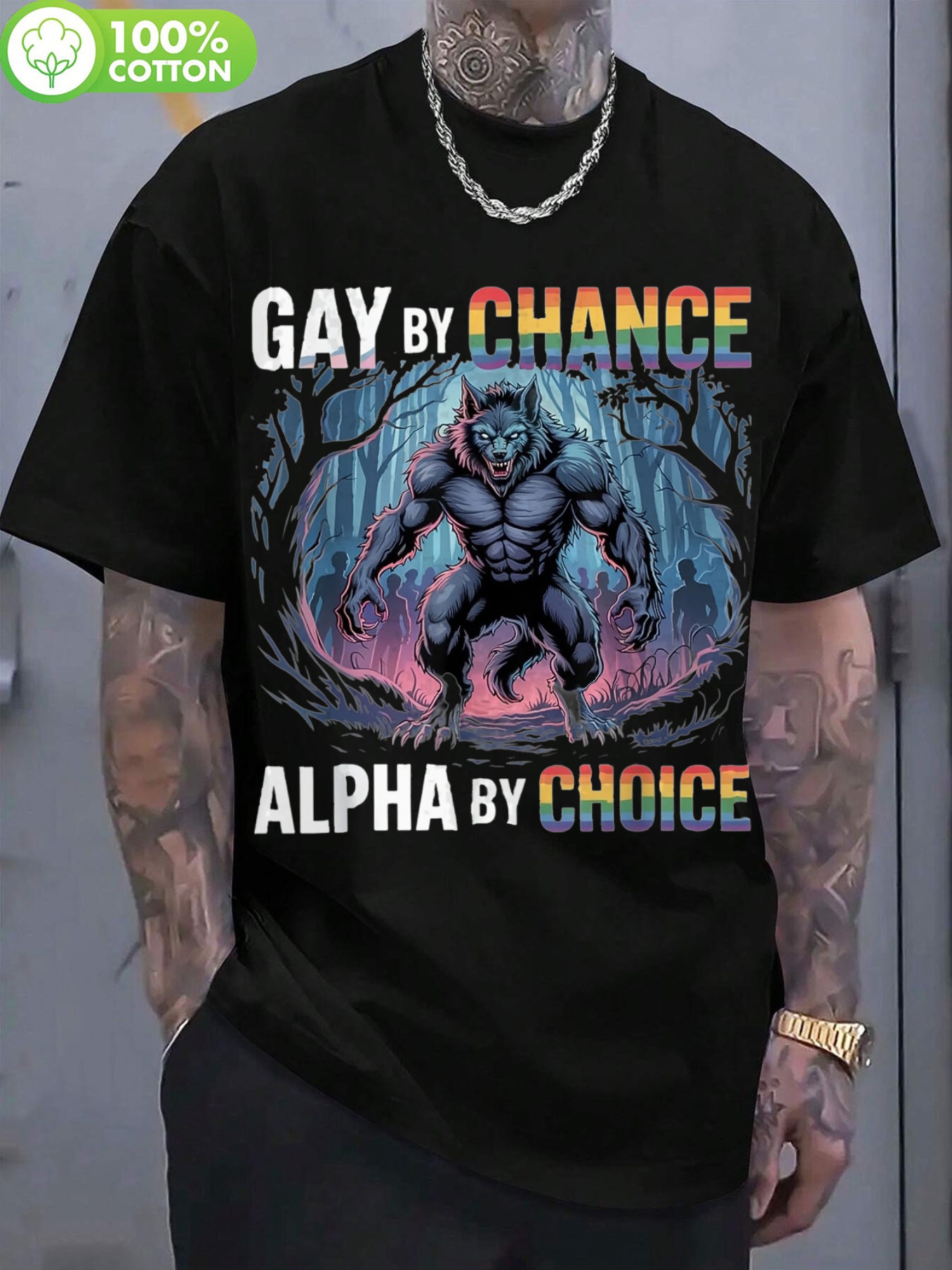 Men S Funny       Alpha   Graphic T-Shirt - Cotton 230gsm Heavyweight Tee, Regular Fit Round Neck, Slightly Stretchy Casual Shirt for Hiking, Outdoor & Casual Attire - Spring Summer Fall    , Hiking Attire,   Design,  