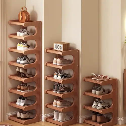 A Luxurious And Simple Shoe Rack with 4 to 8 Layers, Designed for . This Storage Solution Is Homes, Dormitories, And Corners, Making It an -Saving Shoe Cabinet Made of Bamboo, Suitable for Different .