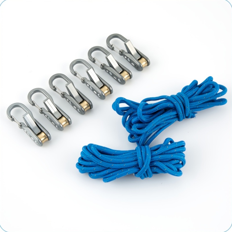 TEMU Heavy-duty Metal Paracord Adjusters And Tensioner Tool With Roller Tensioner Rope - Adjustable System Suitable For Camping Tarps, Guy Lines,