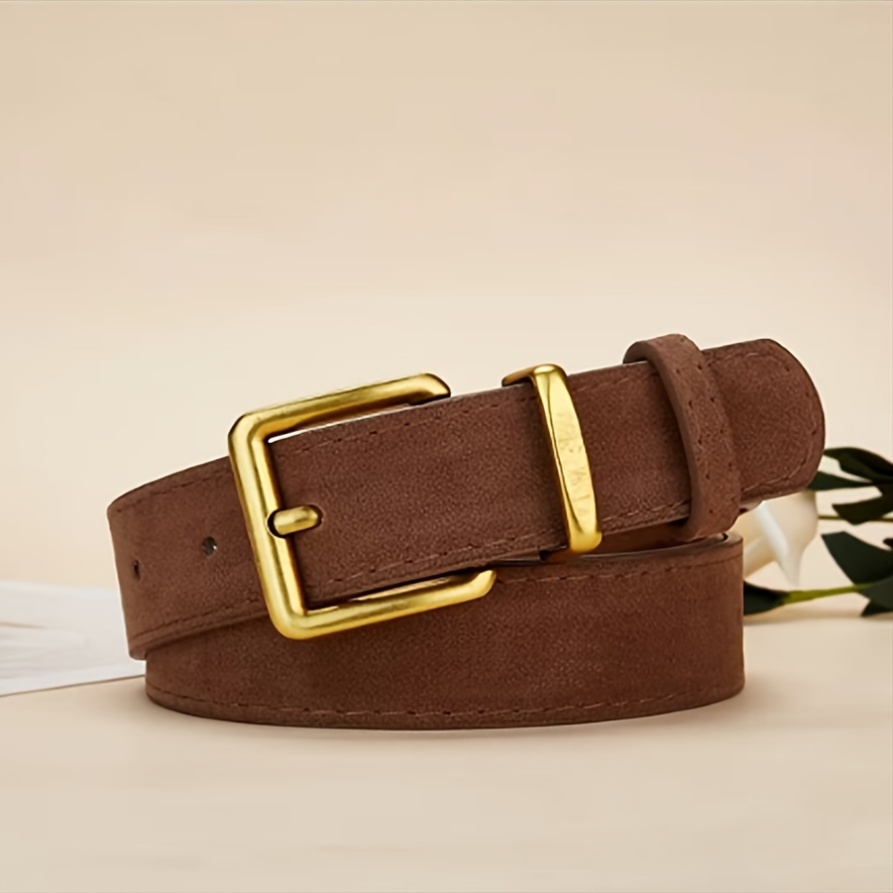 TEMU Cinturón de PU con Hebilla Fácil para Pareja Casual, Vaqueros, Estilo Básico Liso y Sencillo, Cintura con Hebilla Mate, Estilo Unisex