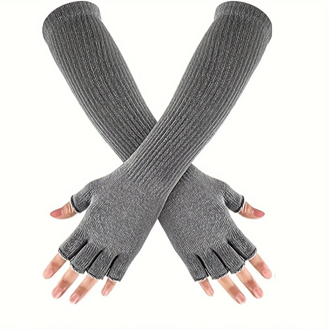 women's long half finger gloves winter warm knitted stretch Temu