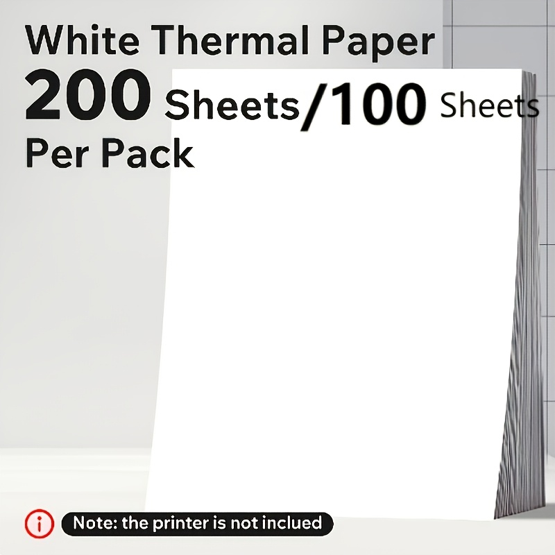100 feuilles/200 feuilles de papier A4 pour imprimante thermique - Séchage rapide, plié en fan, blanc, idéal pour les imprimantes D810B, parfait pour la copie et l'impression, papier à copier