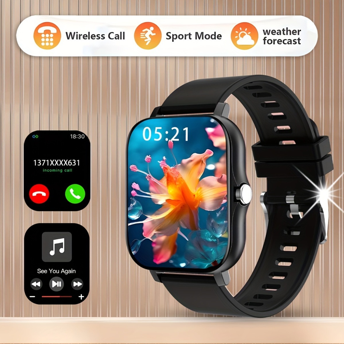 

2024 Upgraded 1.83 Wireless & , - , & Sms Notifications, App Alerts, Unisex Customizable , , Usb Rechargeable - Battery, Iphone/