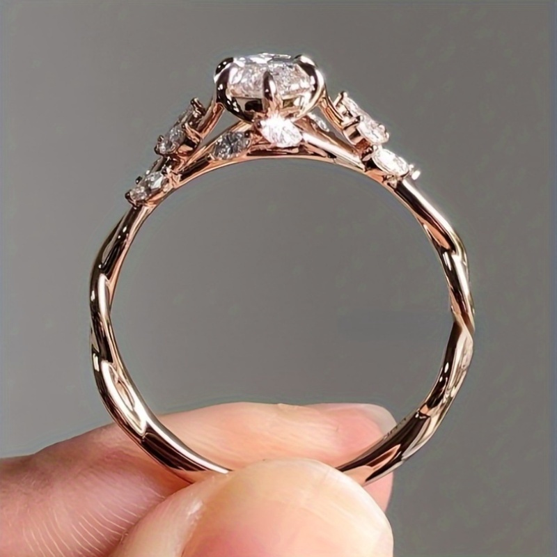 Twist Shank Engagement Ring with Synthetic Cubic Zirconia