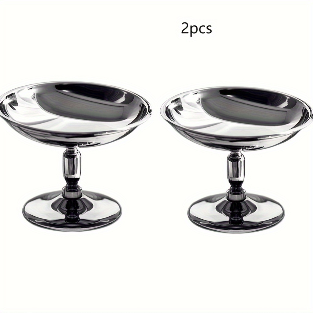 Image of 2pcs Elegant Stainless Steel Ice Cream Cups, Dessert Bowls, Suitable For Pudding, Mousse, Fruit Salad, Home, Restaurant, Hotel Use, Kitchen Utensils, Dishwasher