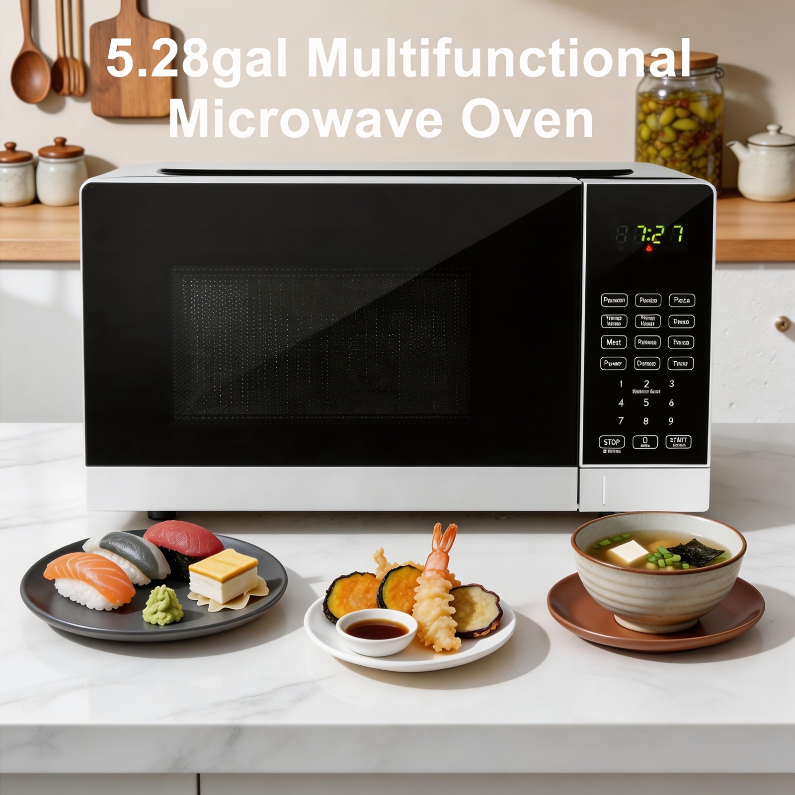 AMZCHEF 5.28 Gallon/20L Microwave Oven with 9 Auto Menus, LED Lighting, 0.7 Cu Ft, 700W - Food Service Equipment Easy to Clean, Good Quality Gifts, Quick Cooking for Family And Company Gatherings