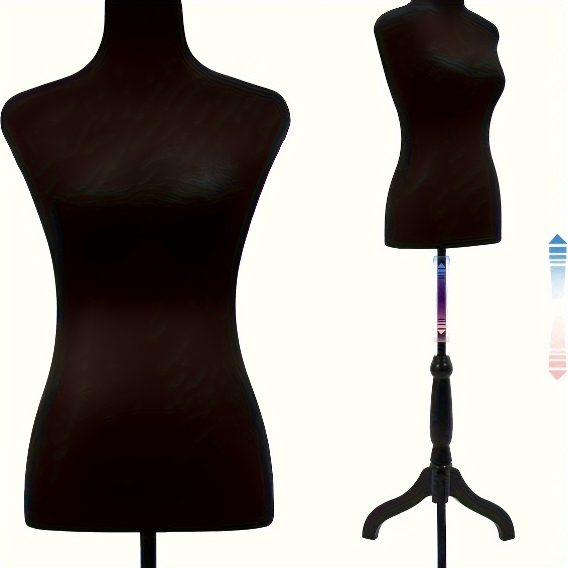 dress form mannequin Male Dress Form with Half Leg and Bendable Cloth Arms: Black Jersey –  Mannequin Madness main image 0