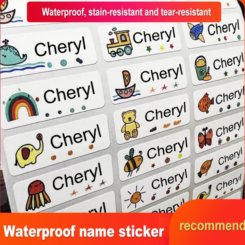 Personalized Cartoon Pattern Name Stickers, Printed Identification Tags