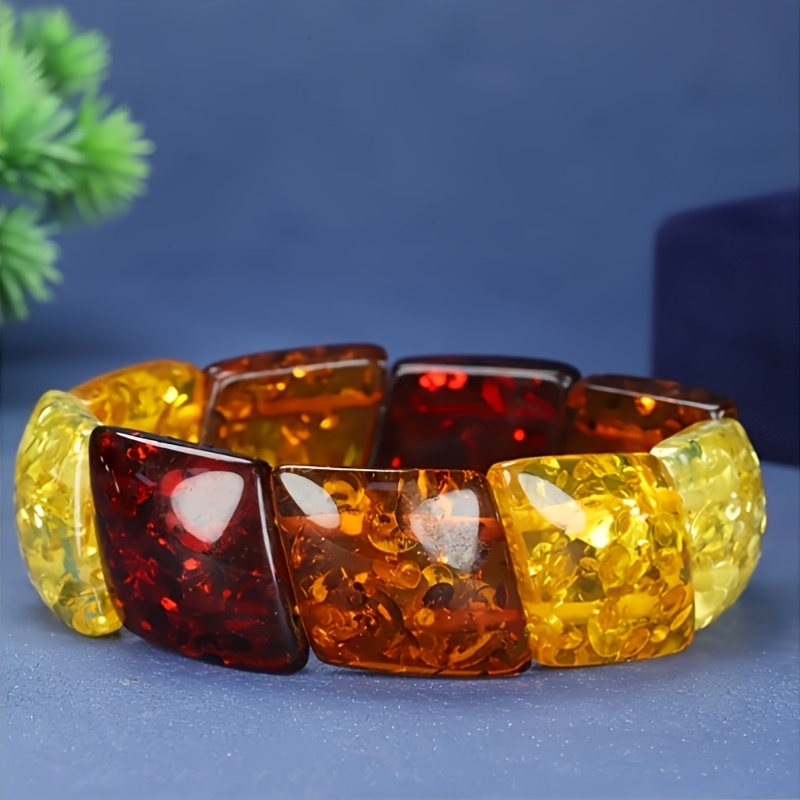 Amber Bracelet Multi-Treasure Hand Row, Unique Design
