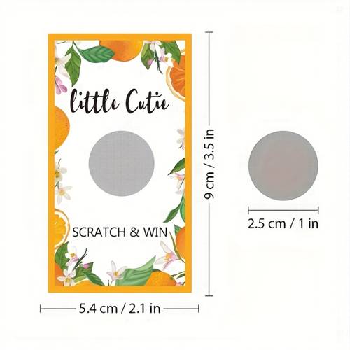 60pcs of scratch off stickers featuring little cutie baby shower games with an orange theme suitable for little cutie baby shower birthday party supplies