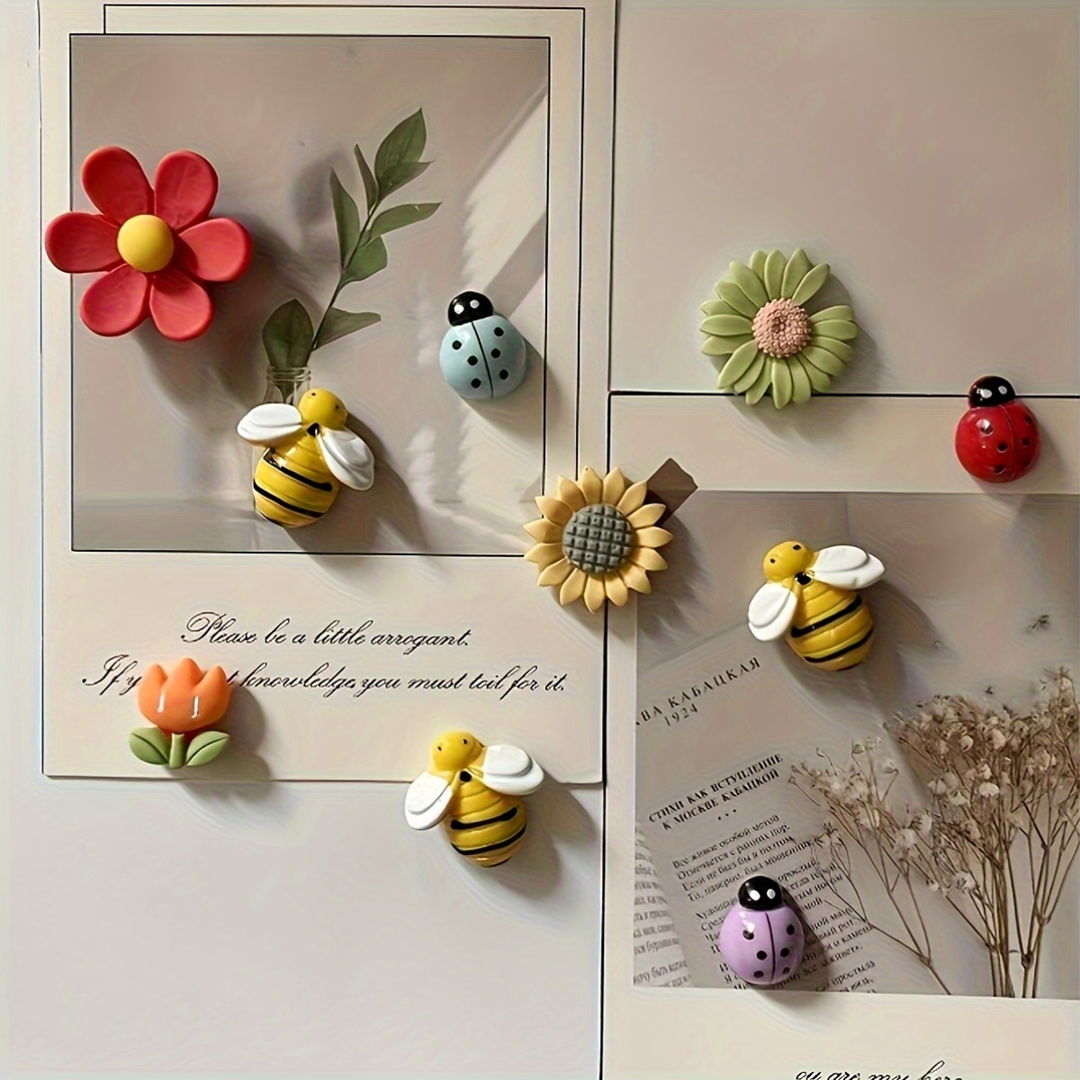 10pcs cute cartoon   resin magnets kawaii refrigerator whiteboard magnets for kitchen office decor ideal christmas halloween gift magnetic decor whimsical design colorful flowers  