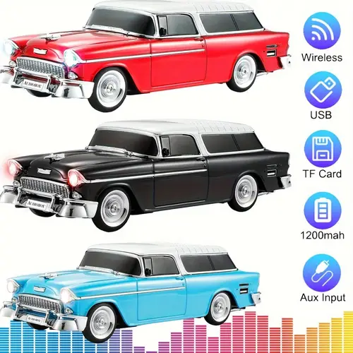 vintage style wireless car speaker fm radio speaker with led support tws usb tf aux input for office