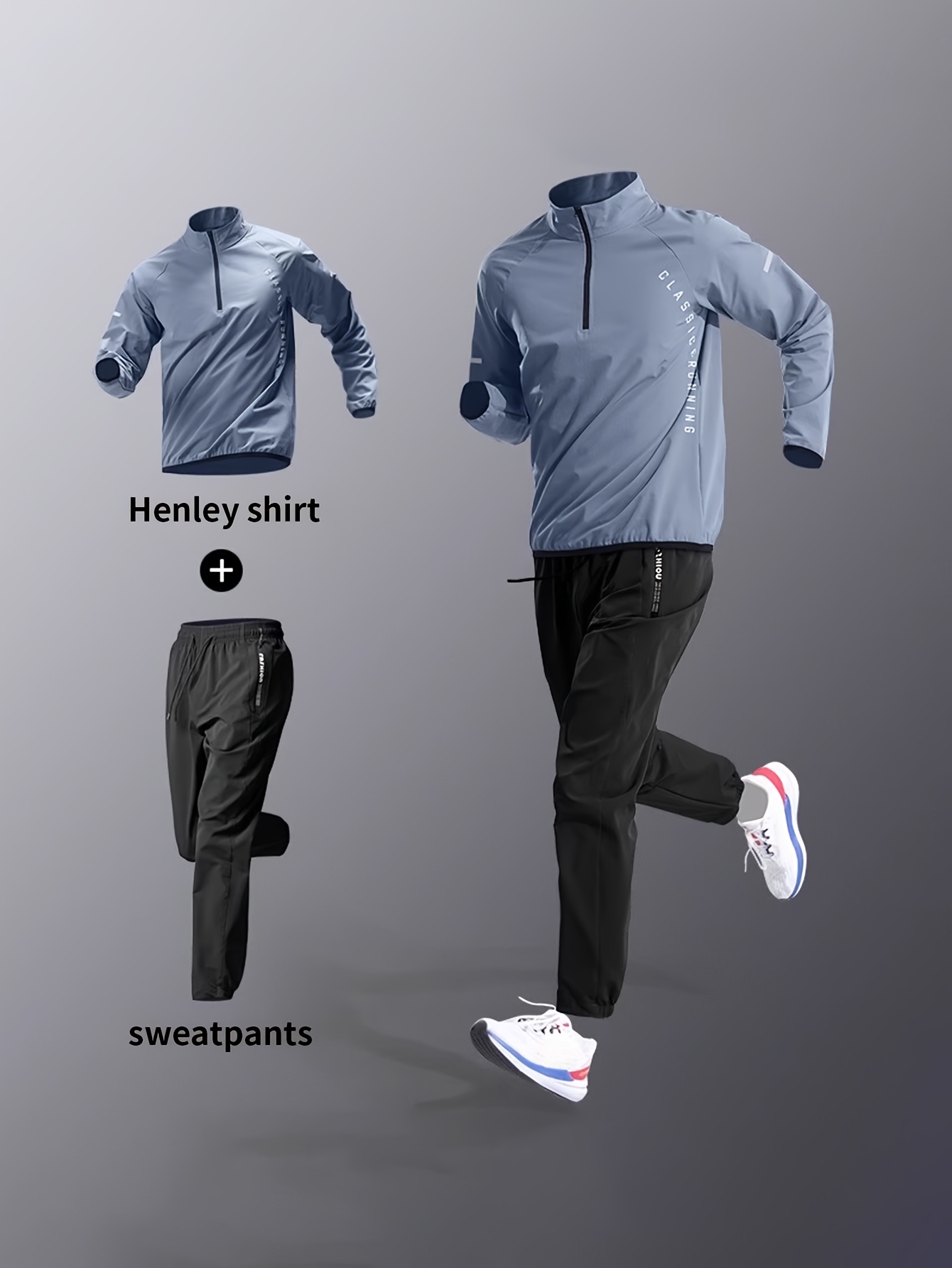 conjunto deportivo de   rápido para hombre, 2 piezas, camiseta de   larga con cremallera y pantalones deportivos con bolsillo y cordón ajustable, ideal para actividades al aire libre, running, gimnasio, baloncesto y entrenamiento. ropa para    ,   para  , verano, otoño e invierno.