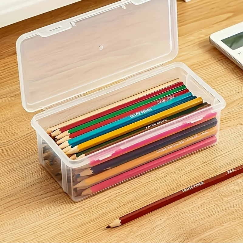 4pcs Large Transparent PP Storage Boxes with Lids, Suitable for Pens, Pencils, Markers, Crafts - Office and School Supplies Organizer, School Supplies Storage, Transparent Design, Secure Lid Feature