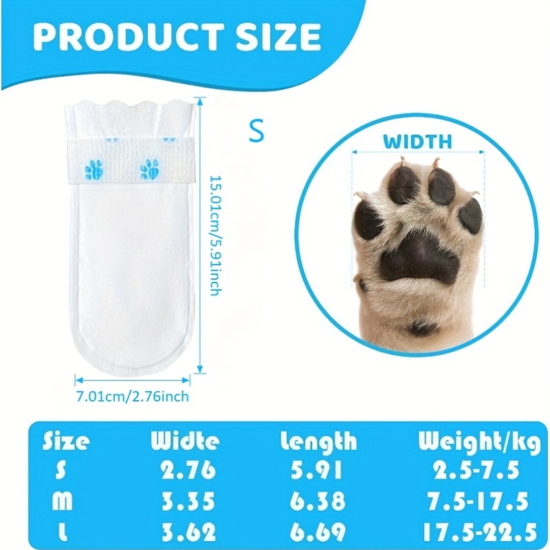 Disposable Dog Boot Covers, 20-Pack Self-Adhesive Adjustable Straps