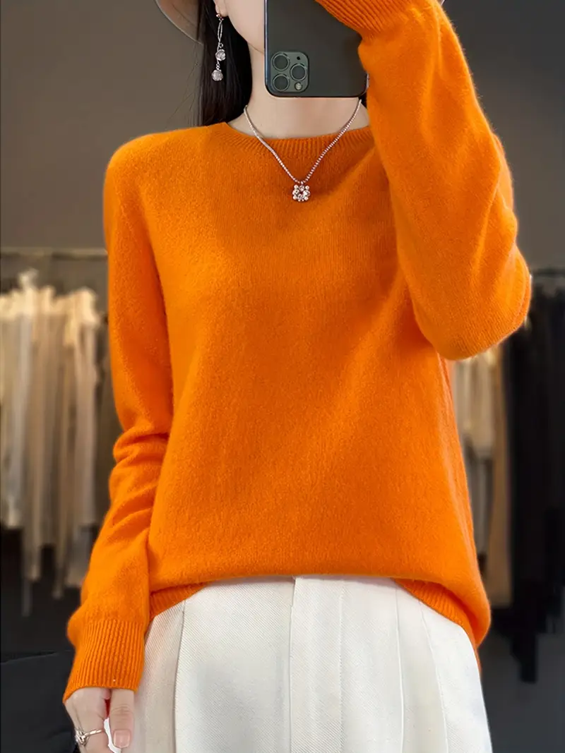 TOMEEK Trui dames winter lange mouwen thermische essentiële trui dames ronde hals elegante trui casual zachte trui mode warm winter sweatshirt, Grijs TOMEEK Trui dames winter lange mouwen thermische essentiële trui dames ronde hals elegante trui casual zachte trui mode warm winter sweatshirt, Grijs