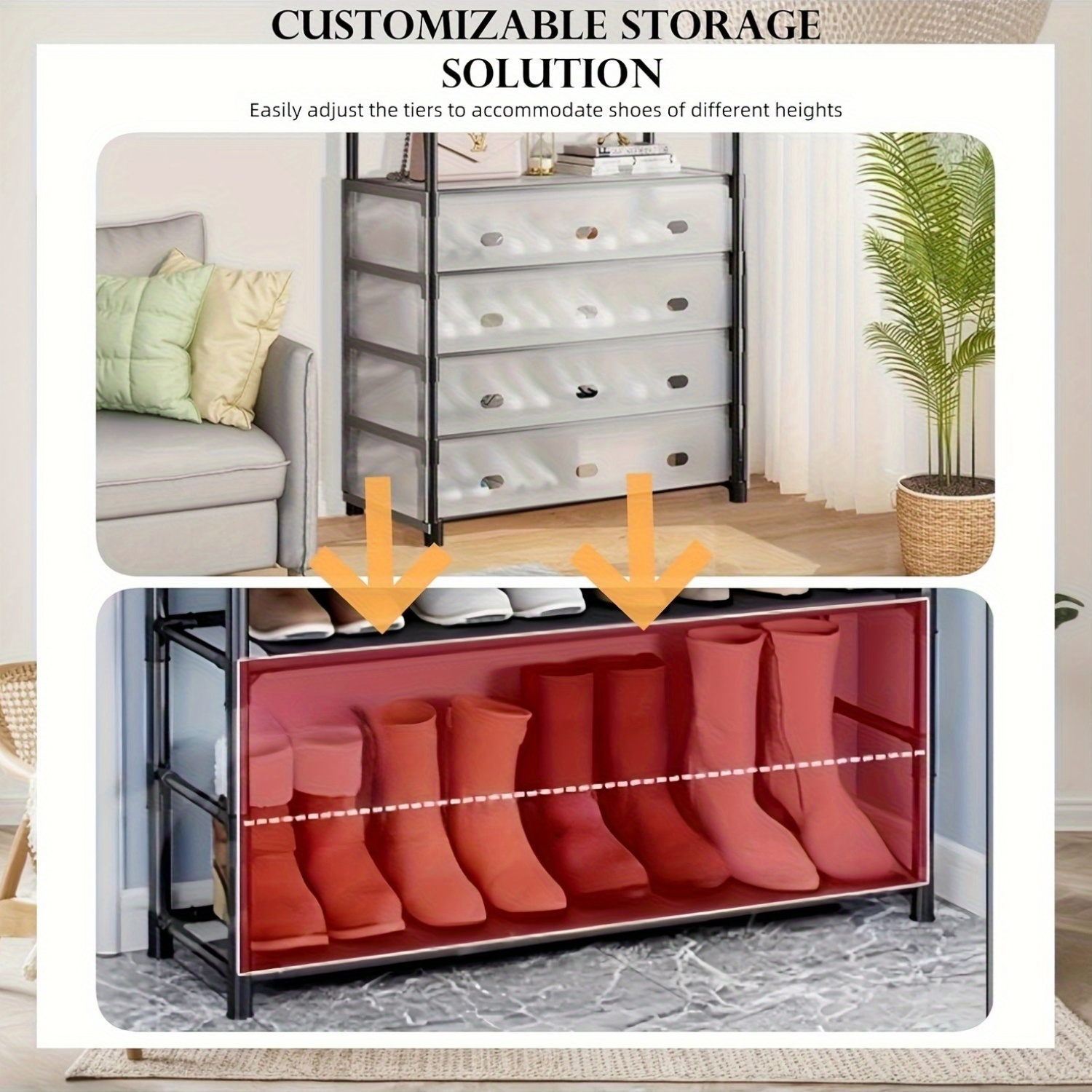 1pc 5-tier metal shoe & hat rack - space-saving entryway organizer with coat hooks, easy assembly, dustproof, no electricity needed, multi-functional storage for home & garage, ideal for bedroom & living room, shoe storage organizer, standing shelf, standing shelf Product details 7