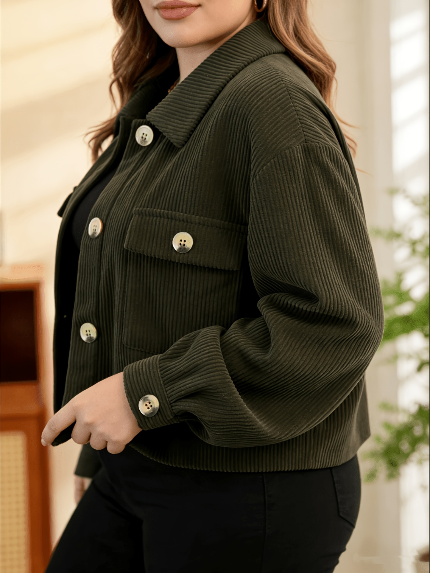 plus size pea green jacket plus size plus size plus size womens clothing olive green Temu Kuwait