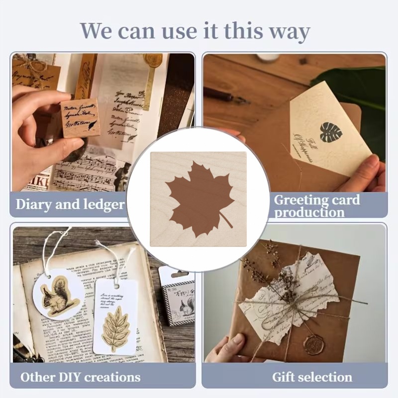 Delicate Maple Leaf Decor Wooden Stamp